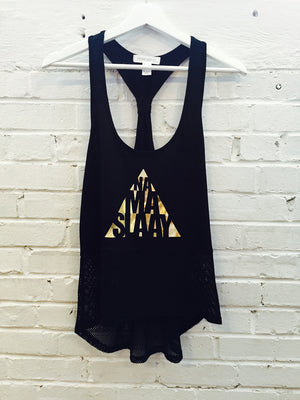 Namaslaay Mesh Yoga Tank - Black with Gold Foil